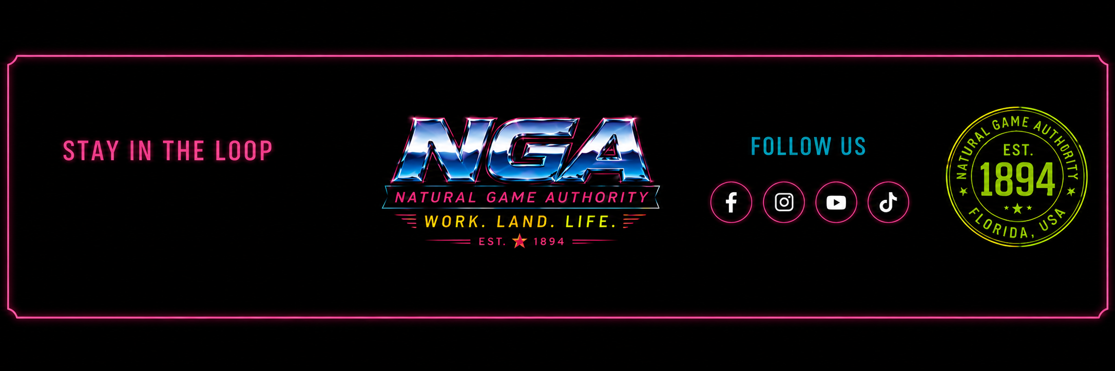 NGA newsletter, social media and footer information