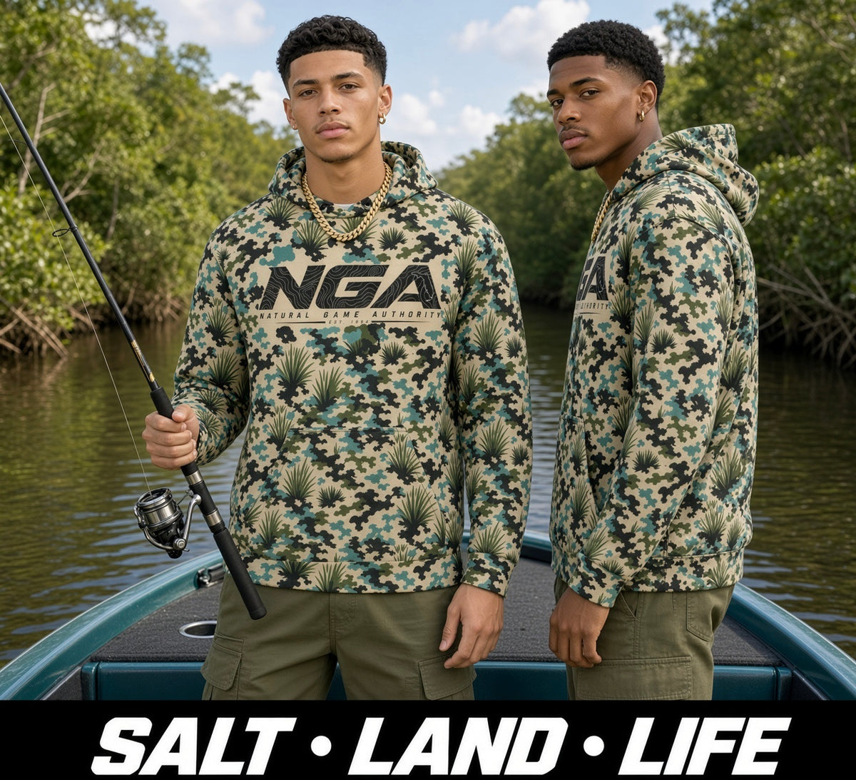 NGA Flats Palmetto AOP Hoodie | Natural Game Authority